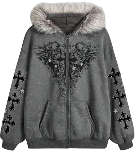 SOLY HUX Women's Zip Up Hoodie Streetwear Graphic Hoodies Y2K